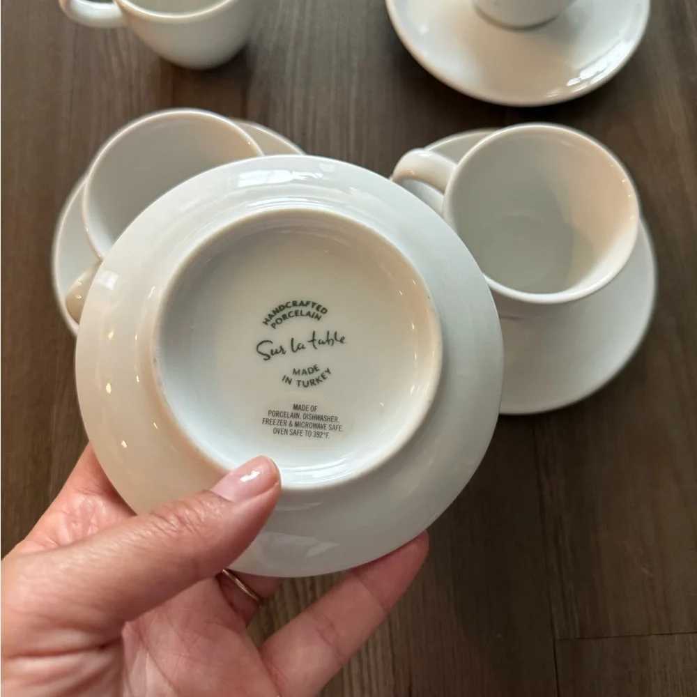 Sur La Table Espresso Cups Mug with Saucer set of 4